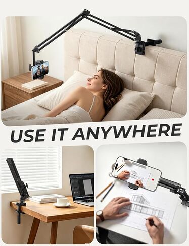 Lamicall Phone Holder for Bed & Desk, 32.5" Flexible Carbon Steel Arm Mount in Saudi Arabia