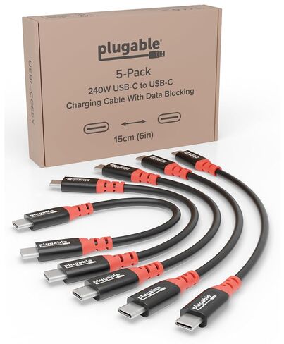 Plugable USB C to USB C Cable, Data Blocker Charge Only Cable, 6in, 5 Pack in Saudi Arabia