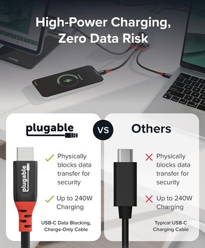 Plugable USB C to USB C Cable, Data Blocker Charge Only Cable, 6in, 5 Pack in Saudi Arabia