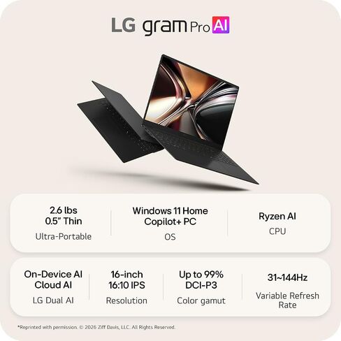 LG gram Pro 16" Lightweight Laptop, Ryzen AI 7 450, 32GB RAM, 1TB SSD in Saudi Arabia