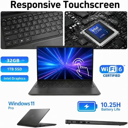 Dell 15 Laptop Touchscreen, Intel Ultra 7(12-Core), 128GB DDR5 10TB SSD in Saudi Arabia