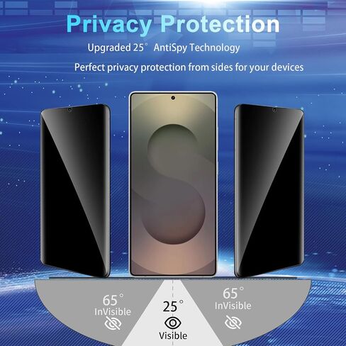 [2+2 Pack] Privacy Screen Protector Compatible with Galaxy S25 Ultra 5G - 2 Tempered Film + 2 Camera Lens Glass, High Clarity, Bubble Free, Anti-Spy Protection - Scratch Resistant in Saudi Arabia