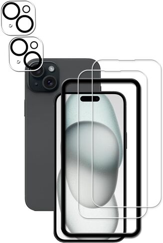 Easy Alignment Frame Designed For iPhone15 Tempered Glass Screen Protector 2-Pack Camera Lens Protector Film 2-Pack in Saudi Arabia