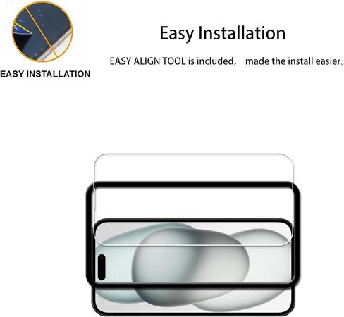 Easy Alignment Frame Designed For iPhone15 Tempered Glass Screen Protector 2-Pack Camera Lens Protector Film 2-Pack in Saudi Arabia