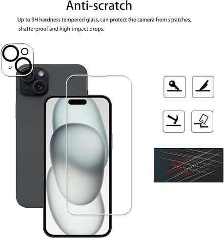 Easy Alignment Frame Designed For iPhone15 Tempered Glass Screen Protector 2-Pack Camera Lens Protector Film 2-Pack in Saudi Arabia