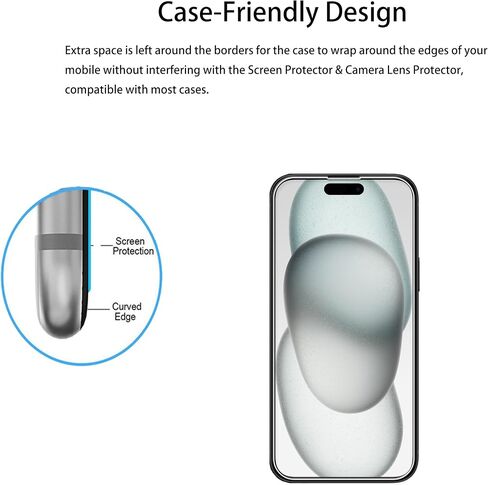 Easy Alignment Frame Designed For iPhone15 Tempered Glass Screen Protector 2-Pack Camera Lens Protector Film 2-Pack in Saudi Arabia