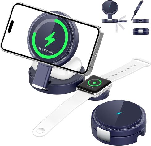 3-in-1 Magnetic Wireless Charger for iPhone, Apple Watch & AirPods, Pink in Saudi Arabia