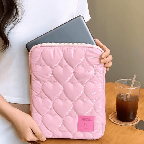Tablet Pouch Large Capacity Portable Shockproof Computer Bag Tablet Cover Love Heart Tablet Storage Bag Work(Pink) in Saudi Arabia