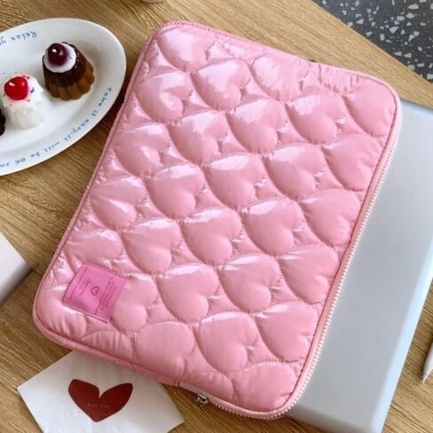 Tablet Pouch Large Capacity Portable Shockproof Computer Bag Tablet Cover Love Heart Tablet Storage Bag Work(Pink) in Saudi Arabia