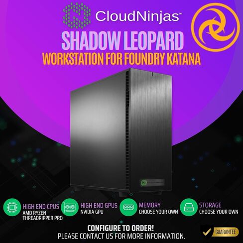 Cloud Ninjas Shadow Leopard Workstation for Foundry Katana AMD Ryzen Threadripper 9970X 4.0GHz 32 Core GeForce RTX PRO 4000 ADA Generation 20GB 128GB DDR5 ECC Reg NVMe M.2 in Saudi Arabia