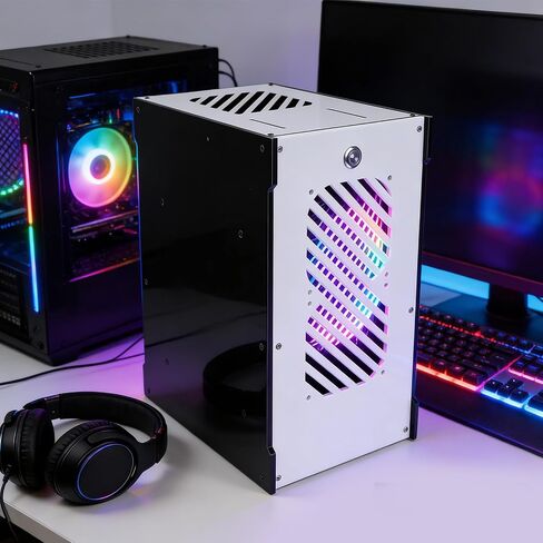 Small PC Case Acrylic 360 Degree Open Cooling Desktop Gaming Case for PC Enthusiasts 292x220x165mm in Saudi Arabia
