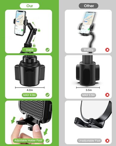 2025 Upgraded Cup Phone Holder for Car, Universal No Shaking Cup Holder Phone Mount with Expandable Base for Car Truck, Adjustable Holders,Compatible with iPhone Samsung All Phones: 2 Pack in Saudi Arabia