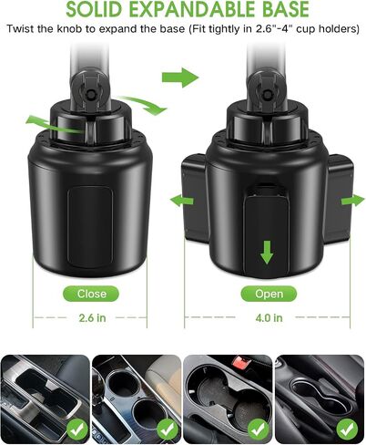 2025 Upgraded Cup Phone Holder for Car, Universal No Shaking Cup Holder Phone Mount with Expandable Base for Car Truck, Adjustable Holders,Compatible with iPhone Samsung All Phones: 2 Pack in Saudi Arabia