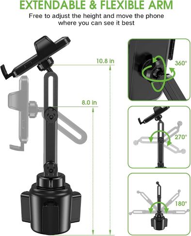 2025 Upgraded Cup Phone Holder for Car, Universal No Shaking Cup Holder Phone Mount with Expandable Base for Car Truck, Adjustable Holders,Compatible with iPhone Samsung All Phones: 2 Pack in Saudi Arabia