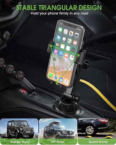2025 Upgraded Cup Phone Holder for Car, Universal No Shaking Cup Holder Phone Mount with Expandable Base for Car Truck, Adjustable Holders,Compatible with iPhone Samsung All Phones: 2 Pack in Saudi Arabia