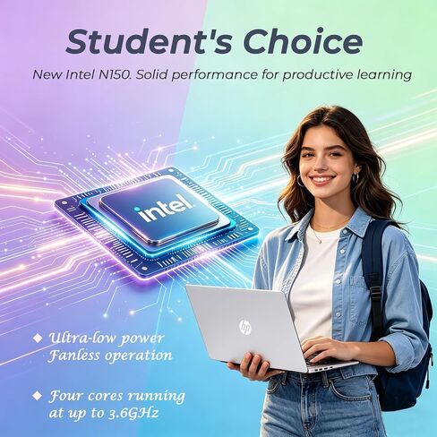 HP 14" Laptop Computer, 2026-2027 Edition, Intel N150 Processor, 4GB DDR5 RAM, 128GB SSD, 1TB Cloud Storage, Windows 11 with Microsoft 365 in Saudi Arabia