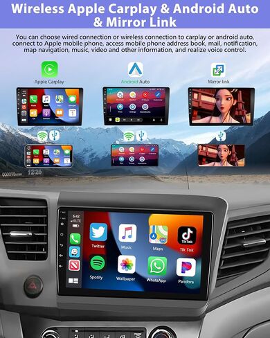 8 CORE 6G+128G 5GWiFi Upgrade Car Radio for Honda Civic 2012-2015 with Wireless Apple CarPlay/Android Auto, Podofo 9" 1280 * 720P IPS Touch Screen Stereo GPS Bluetooth DSP SWC + HD Backup Camera in Saudi Arabia