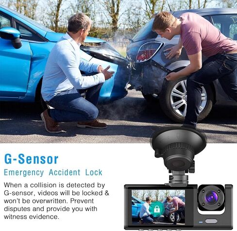 Dual Dash Camera for Car Front and Inside Dash Cam Car Security Video Recorder with Audio 1080P Vehicle Cam Plug and Play, WDR, Night Vision, G-Sensor Auto Lock, 2 Inch Screen in Saudi Arabia