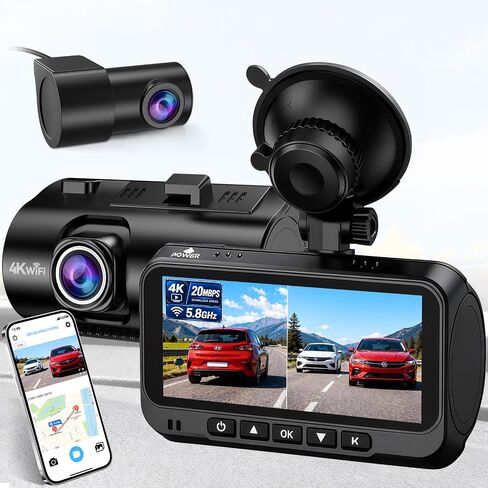 4K Dash Cam Front and Rear: 15-Min Setup 5.8GHz WiFi 20MB/s Fast Download in Saudi Arabia