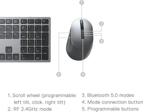 Dell Wireless Keyboard and Mouse KM7321W, Programmable, Bluetooth in Saudi Arabia