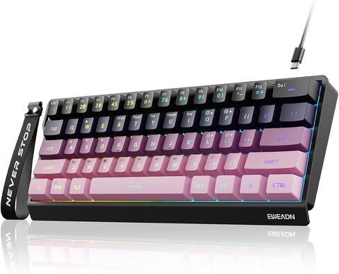 SEUNKWANG F61 60% Gaming Keyboard Wired, RGB Backlit Membrane Keyboard with PBT Keycaps, Compact Design, Lanyard Wired Keyboard for Mac/Win (Red, Wired) in Saudi Arabia