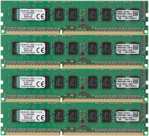 Kingston Technology 32GB Kit of 4 (4 x 8GB) DDR3 1600MHz PC3-12800 ECC Memory for Select Dell Desktops KTD-PE316EK4/32G in Saudi Arabia
