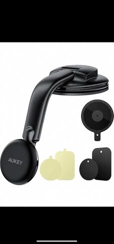 Magnetic Car Phone Mount, Black, ABS Plastic, Strong Suction Cup Base, Multi-Angle Adjustable, for Smartphones in Saudi Arabia