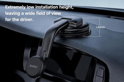 Magnetic Car Phone Mount, Black, ABS Plastic, Strong Suction Cup Base, Multi-Angle Adjustable, for Smartphones in Saudi Arabia