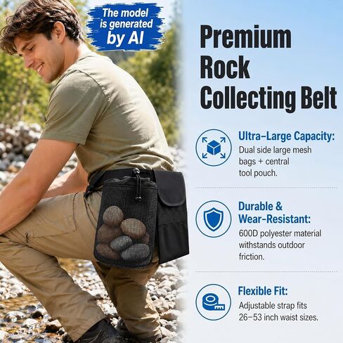 Rock Collecting Bag, Adjustable Belt, 600D Polyester Outdoor Foraging Bag in Saudi Arabia