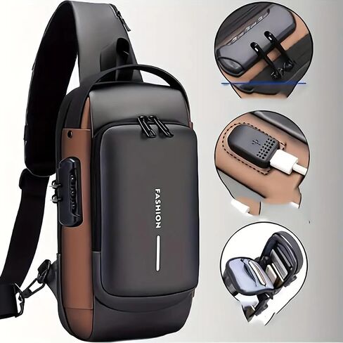 Anti Theft Sling Bag for Women Men, Crossbody Shoulder Chest Bag with Combination Lock, Waterproof Daypack for Travel Hiking in Saudi Arabia