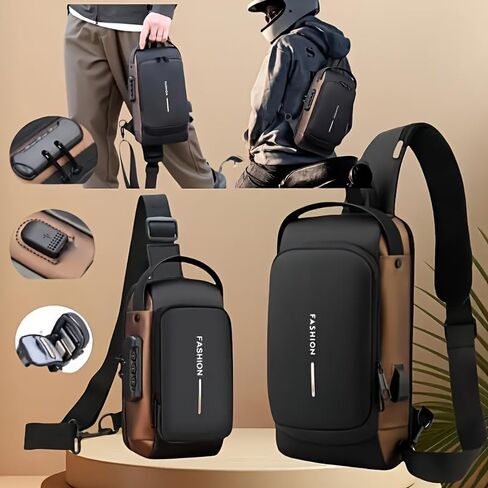 Anti Theft Sling Bag for Women Men, Crossbody Shoulder Chest Bag with Combination Lock, Waterproof Daypack for Travel Hiking in Saudi Arabia