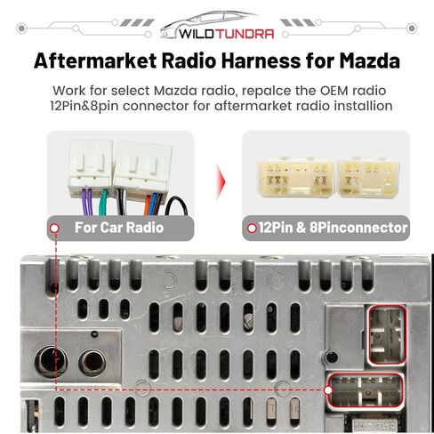 12&8Pin Aftermarket Wiring Harness for Mazda 1988-2002, 8Pin+8Pin Android Car Stereo Harness Adapter for Mazda 323 626 929 B2600 Miata Millenia MPV MX3 MX6 Protege RX7 Tribute Car Radio Wiring Harness in Saudi Arabia