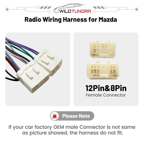 12&8Pin Aftermarket Wiring Harness for Mazda 1988-2002, 8Pin+8Pin Android Car Stereo Harness Adapter for Mazda 323 626 929 B2600 Miata Millenia MPV MX3 MX6 Protege RX7 Tribute Car Radio Wiring Harness in Saudi Arabia