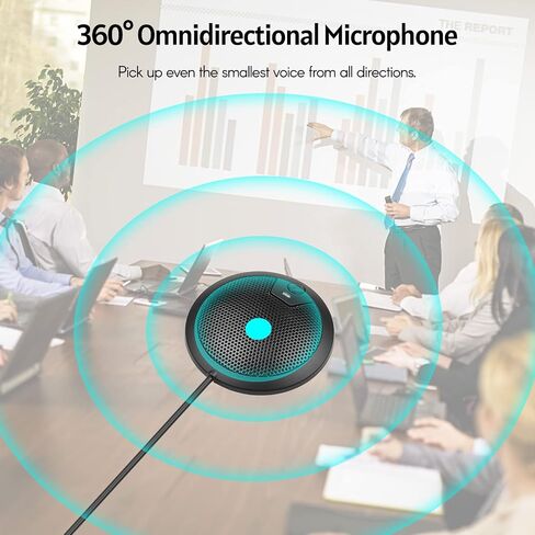 USB Desktop Omnidirectional Microphone Compact Light Weight for Computer Video Conference Online Teaching Black Metal & Plastic 360° Sound Pickup Range for MultiPerson Conference in Saudi Arabia