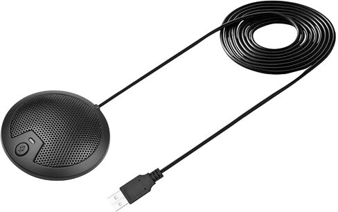 USB Desktop Omnidirectional Microphone Compact Light Weight for Computer Video Conference Online Teaching Black Metal & Plastic 360° Sound Pickup Range for MultiPerson Conference in Saudi Arabia