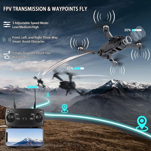 Drones with Camera for Adults 4K 1080P, Mini Drone with Camera, Altitude Hold, One Key Take Off/Landing, Headless Mode, 3D Flip, 3 Speed Mode, Foldable Remote Control Drone with 2 Batteries for Beginners in Saudi Arabia