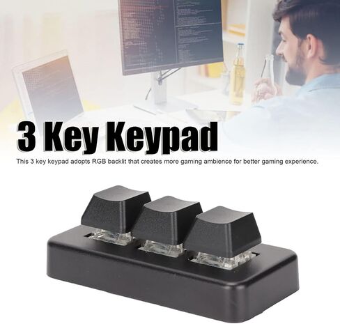 Ejoyous 3 Key Keypad Mini USB Mechanical Programmable Macro Keypad RGB Backlit Gaming Keyboard for PC Computer Games Work, Plug and Play (Black) in Saudi Arabia