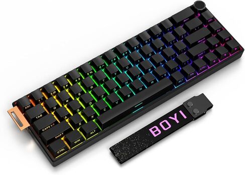 BOYI 66Pro Rapid Trigger RGB Gaming Keyboard,65% Hall Effect Magnetic Switch Adjustable Actuation Gasket-Mounted Hot Swap Wired Mechanical Keyboard with Knob for PC/Mac Gamer (White) in Saudi Arabia