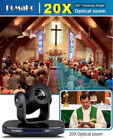 FoMaKo 4K 60fps NDI PTZ Camera 20X Optical, AI Auto-Tracking/Auto-Frame,Suitable for Education & Professional Training LiveStreaming Including Online Classes(K820NX3+KC602+KC600) in Saudi Arabia