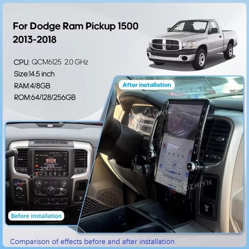 14.5' Car Radio for Ram 1500 2500 3500 4500 5500(2013-2018) 8G+128G Auto AC in Saudi Arabia