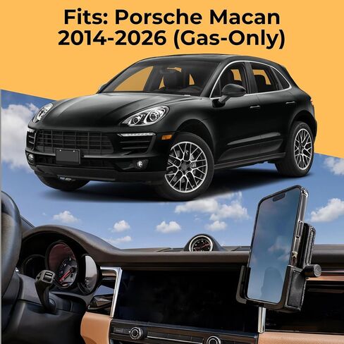 Phone Mount Holder Custom Fit for Porsche Macan 2014-2026 (Gas Models Only) - No-Drill Adjustable Cradle with 17mm Ball Joint, Zero Vent Blockage in Saudi Arabia