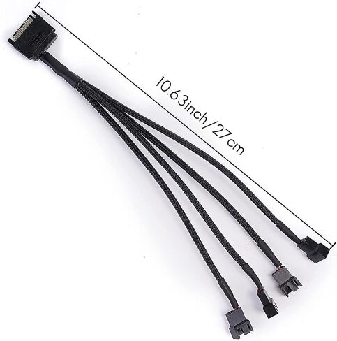 Cooling Fan Adapter Cable, 15 Pin SATA to 4 x 3 Pin / 4 Pin PMW 12V PC Case Fan Power Adapter Cable to 15 Pin SATA in Saudi Arabia