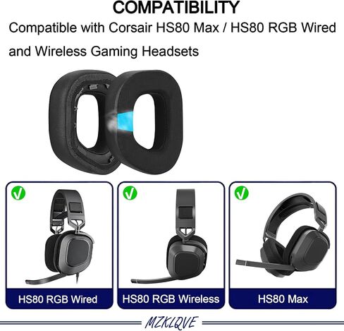HS80 - Cooling Gel Earpads for Corsair HS80 RGB Wireless, Wired, & HS80 Max Headsets in Saudi Arabia