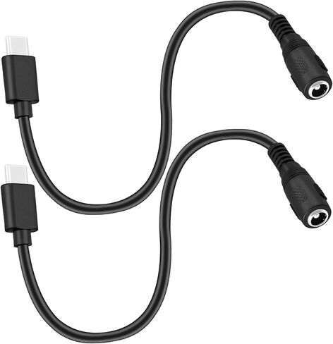 2 Pack 0.3m USB Type C USB-C Male to DC 5.5X2.1mm Female Power Jack Extension Charger Cable Charging Cord Adapter (DC 5521 Female to Type C Male) in Saudi Arabia