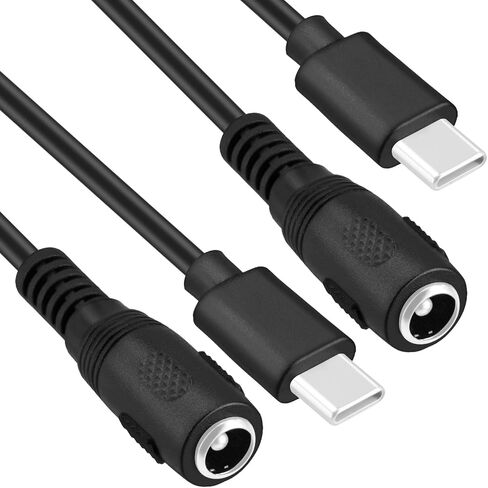 2 Pack 0.3m USB Type C USB-C Male to DC 5.5X2.1mm Female Power Jack Extension Charger Cable Charging Cord Adapter (DC 5521 Female to Type C Male) in Saudi Arabia