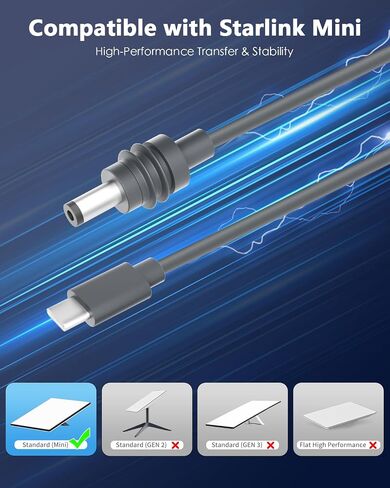 Starlink Mini Power Cable PD 100W Input Type C to DC 20V 5A Cable Cord 32.8FT Starlink Mini USB C to DC Power Cable Work with 100W+ Source 10M Waterproof 18AWG in Saudi Arabia