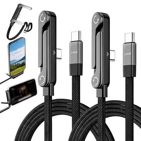 2PCS 2-in-1 240W USB C to USB C Cable with Invisible Phone Stand in Saudi Arabia