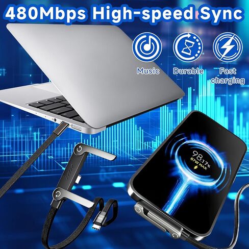 2PCS 2-in-1 240W USB C to USB C Cable with Invisible Phone Stand in Saudi Arabia
