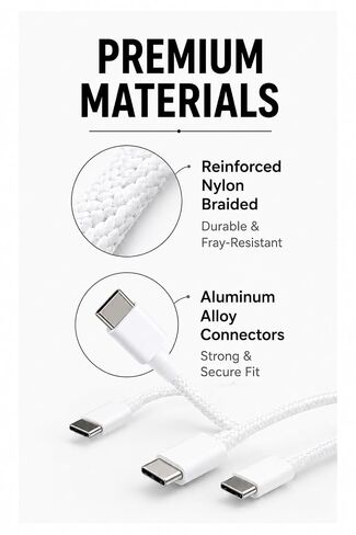 USB-C to USB-C 60W Fast Charging Cable, 3.3 ft, Nylon Braided in Saudi Arabia