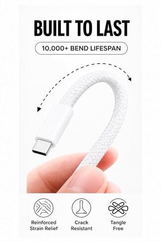 USB-C to USB-C 60W Fast Charging Cable, 3.3 ft, Nylon Braided in Saudi Arabia